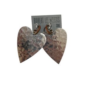 Robert Lee Morris Soho hammered silver large heart earrings